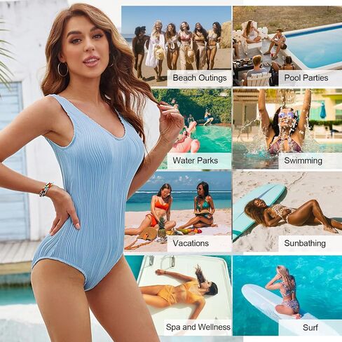 JASAMBAC One Piece Swimsuit for Women Sexy U Neck Low Back Solid Tummy Control Swimwear Slimming Bathing Suit in Saudi Arabia