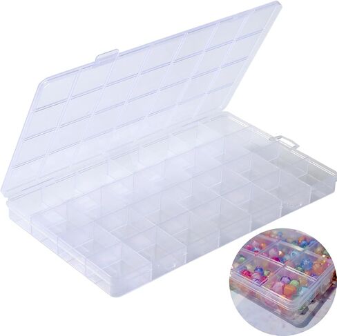 1Pack 28 Grids Plastic Organizer Box,Clear Beads Organizers Storage Box with Fixed Dividers,Acrylic Organizers Box for Jewelry,Beads,Earrings, Art DIY, Craft in Saudi Arabia