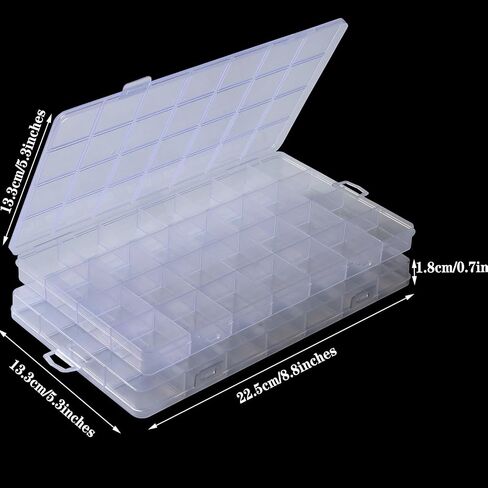 1Pack 28 Grids Plastic Organizer Box,Clear Beads Organizers Storage Box with Fixed Dividers,Acrylic Organizers Box for Jewelry,Beads,Earrings, Art DIY, Craft in Saudi Arabia