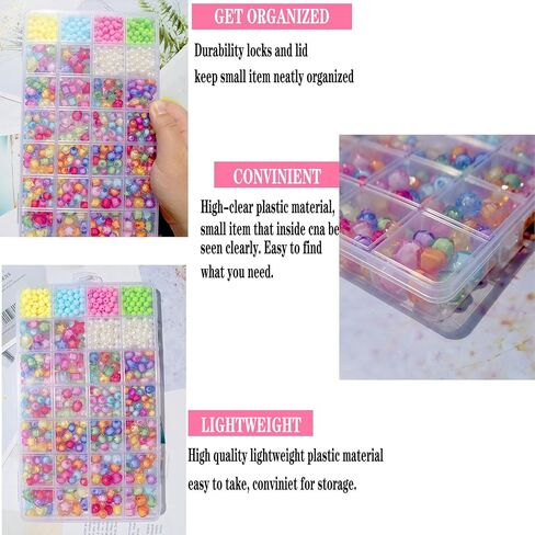 1Pack 28 Grids Plastic Organizer Box,Clear Beads Organizers Storage Box with Fixed Dividers,Acrylic Organizers Box for Jewelry,Beads,Earrings, Art DIY, Craft in Saudi Arabia