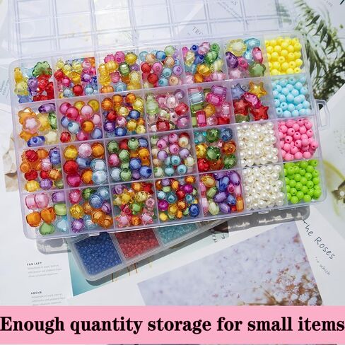 1Pack 28 Grids Plastic Organizer Box,Clear Beads Organizers Storage Box with Fixed Dividers,Acrylic Organizers Box for Jewelry,Beads,Earrings, Art DIY, Craft in Saudi Arabia