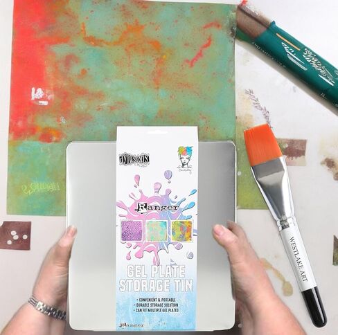 Gel Press Storage Tin - Gel Printing Plate Organizer With Watercolor Paint Brush, 5" Compact Finger Gel Storage Tray For Gel Press Printing, & Portable Design [Pack Of 3] in Saudi Arabia