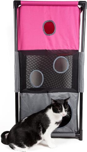Pet Life ® Kitty-Square Obstacle Soft Folding Sturdy Play-Active Travel Collapsible Travel Pet Cat House Furniture in Kuwait