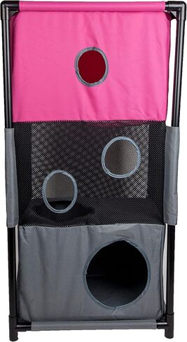 Pet Life ® Kitty-Square Obstacle Soft Folding Sturdy Play-Active Travel Collapsible Travel Pet Cat House Furniture in Kuwait