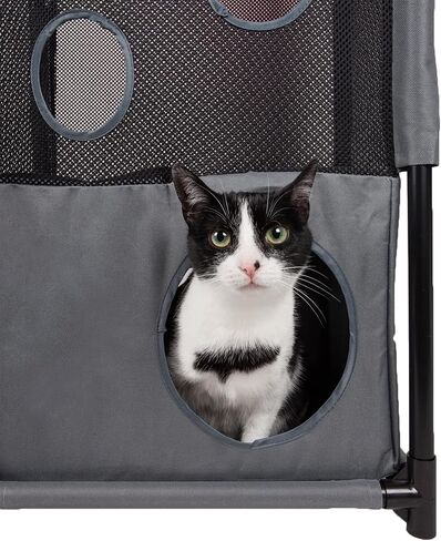 Pet Life ® Kitty-Square Obstacle Soft Folding Sturdy Play-Active Travel Collapsible Travel Pet Cat House Furniture in Kuwait