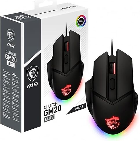 MSI Clutch GM11 Gaming Mouse, 5000 DPI, 10M Omron Switches, Optical Sensor, Symmetrical Ergonomic Design, RGB Mystic Light Compatible, PC/Mac,graphite in Saudi Arabia