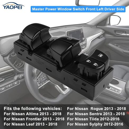 Master Power Window Switch Left Driver Side for Nissan Altima Frontier Leaf Rogue Sentra 2013 2014 2015 2016 2017 2018 for Nissan Tiida Sylphy 2012-2016 Replaces 25401-3TA5A 25401-3SH1A 25401-3NF0A in Kuwait