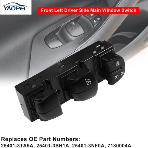 Master Power Window Switch Left Driver Side for Nissan Altima Frontier Leaf Rogue Sentra 2013 2014 2015 2016 2017 2018 for Nissan Tiida Sylphy 2012-2016 Replaces 25401-3TA5A 25401-3SH1A 25401-3NF0A in Kuwait