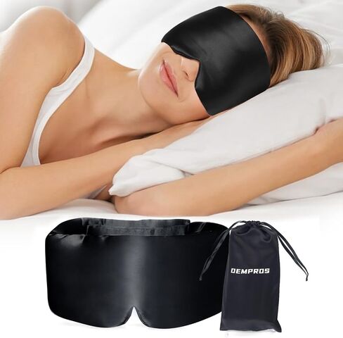 Mulberry Silk Sleep Mask, Luxury Eye Mask for Sleeping for Women Men with Adjustable Band, Eye Sleeping Cover with Soft Pressureless Blackout Design in Large Size for Back and Side Sleepers in Saudi Arabia