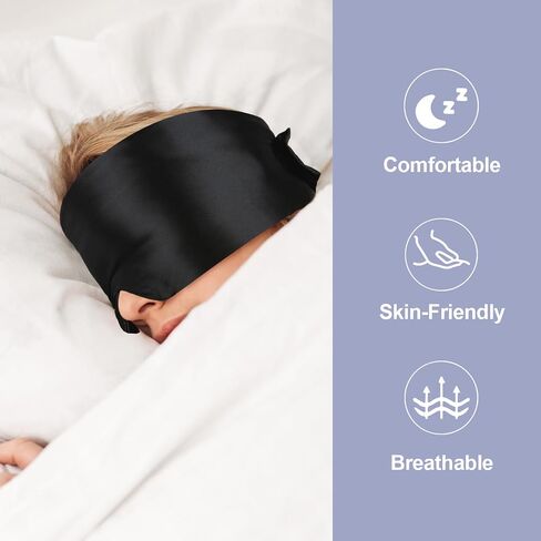 Mulberry Silk Sleep Mask, Luxury Eye Mask for Sleeping for Women Men with Adjustable Band, Eye Sleeping Cover with Soft Pressureless Blackout Design in Large Size for Back and Side Sleepers in Saudi Arabia