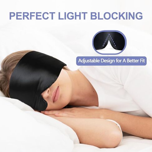 Mulberry Silk Sleep Mask, Luxury Eye Mask for Sleeping for Women Men with Adjustable Band, Eye Sleeping Cover with Soft Pressureless Blackout Design in Large Size for Back and Side Sleepers in Saudi Arabia