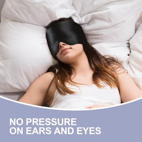 Mulberry Silk Sleep Mask, Luxury Eye Mask for Sleeping for Women Men with Adjustable Band, Eye Sleeping Cover with Soft Pressureless Blackout Design in Large Size for Back and Side Sleepers in Saudi Arabia