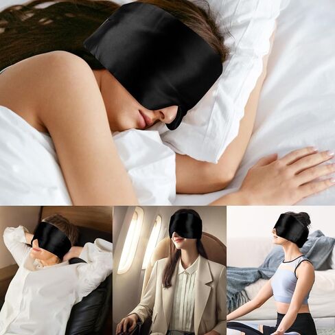 Mulberry Silk Sleep Mask, Luxury Eye Mask for Sleeping for Women Men with Adjustable Band, Eye Sleeping Cover with Soft Pressureless Blackout Design in Large Size for Back and Side Sleepers in Saudi Arabia