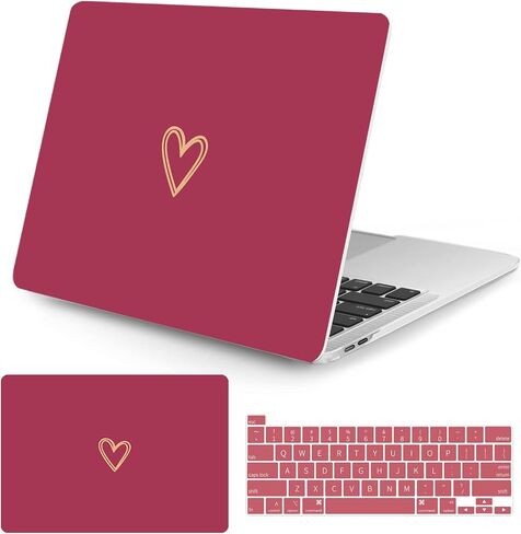 Seorsok Compatible withMacBook Air 13.6 inch Case 2022 Release A2681 M2 Chip with Liquid Retina Display & Touch ID,Gold Heart Plastic Hard Shell Case with Keyboard Cover,Pink Heart in Saudi Arabia