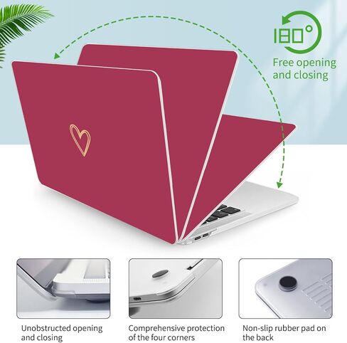 Seorsok Compatible withMacBook Air 13.6 inch Case 2022 Release A2681 M2 Chip with Liquid Retina Display & Touch ID,Gold Heart Plastic Hard Shell Case with Keyboard Cover,Pink Heart in Saudi Arabia