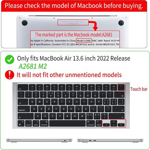 Seorsok Compatible withMacBook Air 13.6 inch Case 2022 Release A2681 M2 Chip with Liquid Retina Display & Touch ID,Gold Heart Plastic Hard Shell Case with Keyboard Cover,Pink Heart in Saudi Arabia
