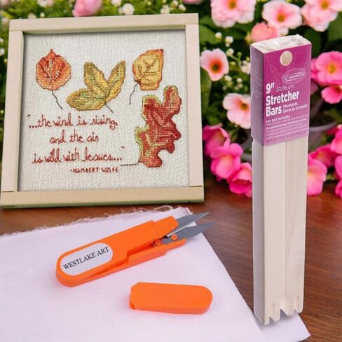 Stretcher Bars 9 Inch X 0.75 - Kiln-Dried Pine Easy Assembly Needlepoint Stretcher Bars | Bundled with Embroidery Scissors - Stretcher Bars for Needlework, Canvas Art [Pack of 2] in Saudi Arabia