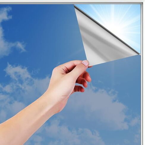 Heat Control Window Tinting Film for Home, Sun Blocking Window Tint Privacy, Residential One Way Mirror Reflective Film, Daytime Anti UV, 24 Inch x 8.2 Feet Blue Silver in Saudi Arabia