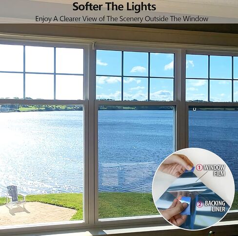 Heat Control Window Tinting Film for Home, Sun Blocking Window Tint Privacy, Residential One Way Mirror Reflective Film, Daytime Anti UV, 24 Inch x 8.2 Feet Blue Silver in Saudi Arabia