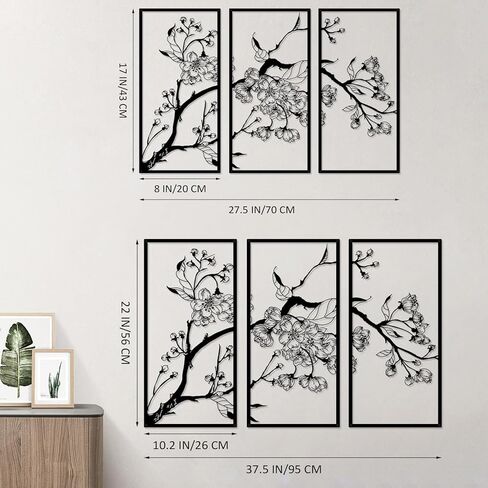 ruelen 3 Pieces Metal Flowers Wall Decor, Modern Minimalist Floral Line Sculpture, Large Wall Art Hanging Home Wall Decor for Bedroom Living Room Above Bed Bathroom Office Indoor & Outdoor in Saudi Arabia