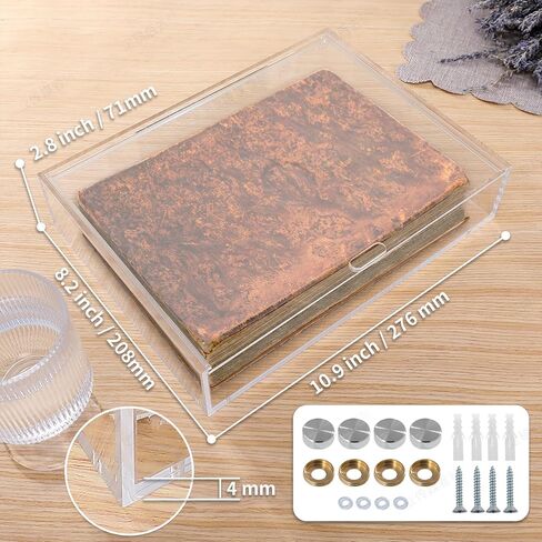 Bible Display Case,Acrylic Wall Mount Vertical & Horizontal Display Case with Sliding Door,Clear Book Display Case for Book Jewelry Collector.（Inside dimension10.6x7.87x2.36'',4mm Thick） in Kuwait