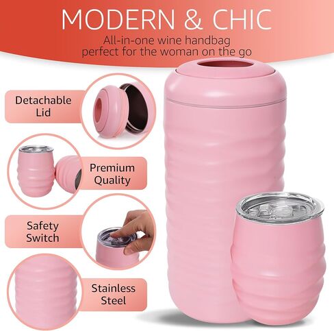 Set of 2 Insulated Wine Tumblers with Lid, Wine Bottle Chiller, and Wine Accessories - Stopper, Aerator, Pourer, Corkscrew - Unique Wine Gifts for Mothers, Women and Wine Lovers (Black) in Saudi Arabia