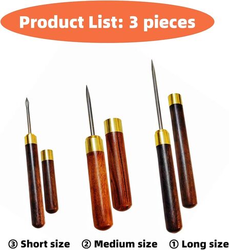 3 pieces ice picks for breaking ice in freezer Pick tool for breaking lce with safety cover Non-slip wooden handle for easy to grip (3 sizes: 9 inches 6 inches 5.6 inches) in Saudi Arabia