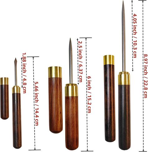 3 pieces ice picks for breaking ice in freezer Pick tool for breaking lce with safety cover Non-slip wooden handle for easy to grip (3 sizes: 9 inches 6 inches 5.6 inches) in Saudi Arabia
