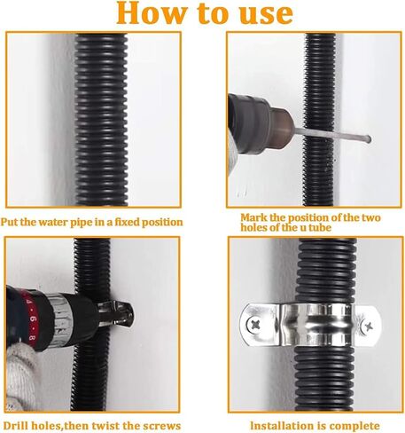Pipe Strap Clamp for Fixing Pipes Stainless Steel Saddle Clip U Shaped Pipe Clamp Two Hole Tube Strap Tension Clips U-Tube Ring Hose Clamp 5mm 10pcs in Saudi Arabia