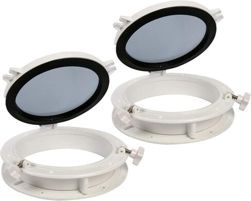 صنع Amarine زوجًا من نافذة القارب واليخت ذات الفتح الدائري ونافذة Portlight Porthole مقاس 8 بوصات - فتحة منفذ نافذة بديلة - زجاج مقسى ABS in Saudi Arabia