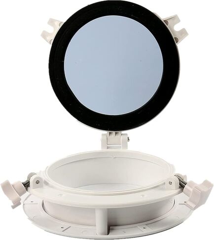 صنع Amarine زوجًا من نافذة القارب واليخت ذات الفتح الدائري ونافذة Portlight Porthole مقاس 8 بوصات - فتحة منفذ نافذة بديلة - زجاج مقسى ABS in Saudi Arabia