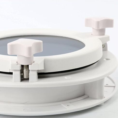 صنع Amarine زوجًا من نافذة القارب واليخت ذات الفتح الدائري ونافذة Portlight Porthole مقاس 8 بوصات - فتحة منفذ نافذة بديلة - زجاج مقسى ABS in Saudi Arabia