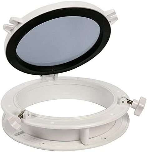 صنع Amarine زوجًا من نافذة القارب واليخت ذات الفتح الدائري ونافذة Portlight Porthole مقاس 8 بوصات - فتحة منفذ نافذة بديلة - زجاج مقسى ABS in Saudi Arabia