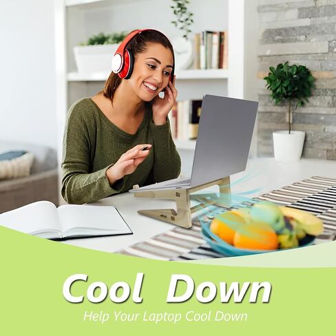 حامل كمبيوتر محمول خشبي من AFANSO للمكتب - حامل كمبيوتر محمول قابل للفصل بتصميم مريح، حامل كمبيوتر خشبي متوافق مع MacBook Air Pro/Dell XPS/Surface pro/HP/Pixelbook/Lenovo وأجهزة الكمبيوتر المحمولة 10-14 بوصة (K) in Kuwait