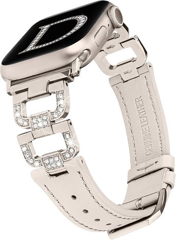حزام جلدي من Wearlizer متوافق مع أحزمة ساعة Apple 41 مم 40 مم 38 مم 44 مم 45 مم 42 مم 49 مم الترا 2 للنساء، حزام جلدي ماسي أنيق على شكل حرف D لسلسلة iWatch Bands 9 8 7 6 5 4 3 2 1 SE in Kuwait