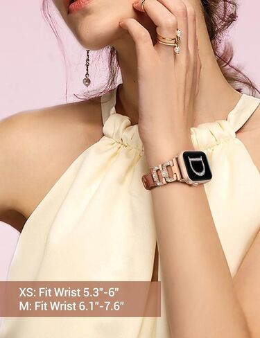 حزام جلدي من Wearlizer متوافق مع أحزمة ساعة Apple 41 مم 40 مم 38 مم 44 مم 45 مم 42 مم 49 مم الترا 2 للنساء، حزام جلدي ماسي أنيق على شكل حرف D لسلسلة iWatch Bands 9 8 7 6 5 4 3 2 1 SE in Kuwait