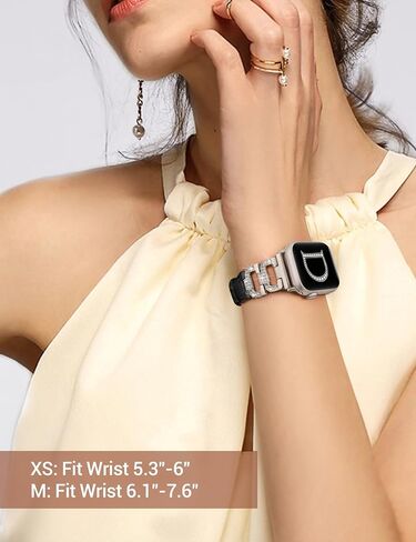 حزام جلدي من Wearlizer متوافق مع أحزمة ساعة Apple 41 مم 40 مم 38 مم 44 مم 45 مم 42 مم 49 مم الترا 2 للنساء، حزام جلدي ماسي أنيق على شكل حرف D لسلسلة iWatch Bands 9 8 7 6 5 4 3 2 1 SE in Kuwait