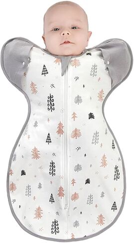 KIDDA Swaddle Transition Bag for Newborns, Arms Up Swaddle 0-12 Months, Baby Sleep Sack, 2-Way Zipper, Aid Self-Soothing, Prevents startles (Gray) in Saudi Arabia