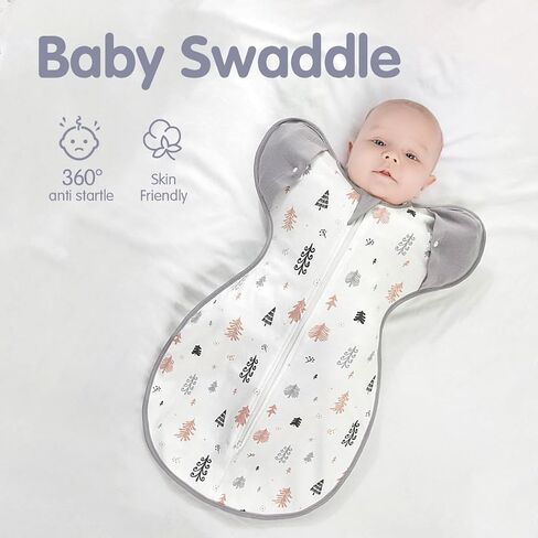 KIDDA Swaddle Transition Bag for Newborns, Arms Up Swaddle 0-12 Months, Baby Sleep Sack, 2-Way Zipper, Aid Self-Soothing, Prevents startles (Gray) in Saudi Arabia