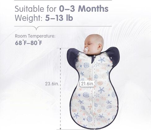 KIDDA Swaddle Transition Bag for Newborns, Arms Up Swaddle 0-12 Months, Baby Sleep Sack, 2-Way Zipper, Aid Self-Soothing, Prevents startles (Gray) in Saudi Arabia