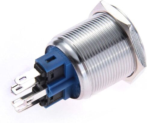 22mm Latching Push Button Switch 1NO 1NC SPDT ON/Off Waterproof Stainless Steel Metal Round with Blue LED Angel Eye + Power Indicator in Saudi Arabia