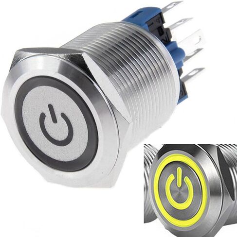 22mm Latching Push Button Switch 1NO 1NC SPDT ON/Off Waterproof Stainless Steel Metal Round with Blue LED Angel Eye + Power Indicator in Saudi Arabia