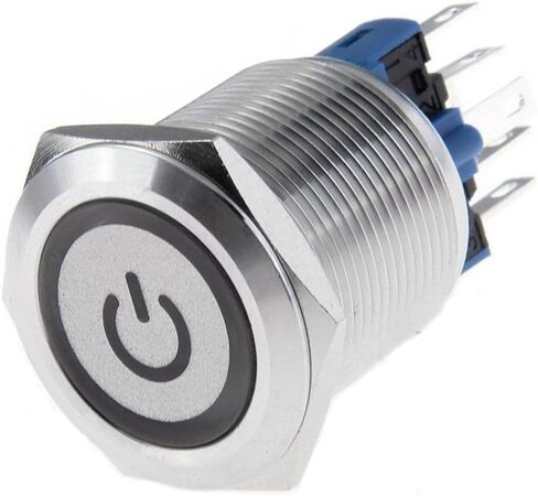 22mm Latching Push Button Switch 1NO 1NC SPDT ON/Off Waterproof Stainless Steel Metal Round with Blue LED Angel Eye + Power Indicator in Saudi Arabia