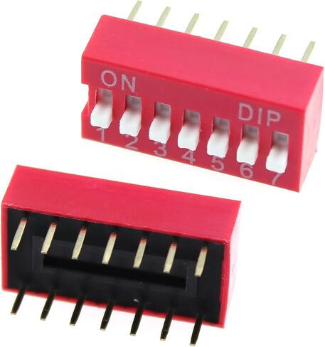 10PCS DIP Switch DIP Switch Pitch 2.54MM Red Inline 7 Position Dip Switch for Circuit Board and Breadboard and All PCB Project in Saudi Arabia
