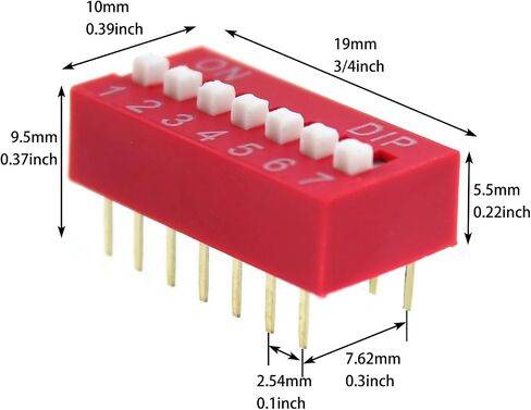 10PCS DIP Switch DIP Switch Pitch 2.54MM Red Inline 7 Position Dip Switch for Circuit Board and Breadboard and All PCB Project in Saudi Arabia