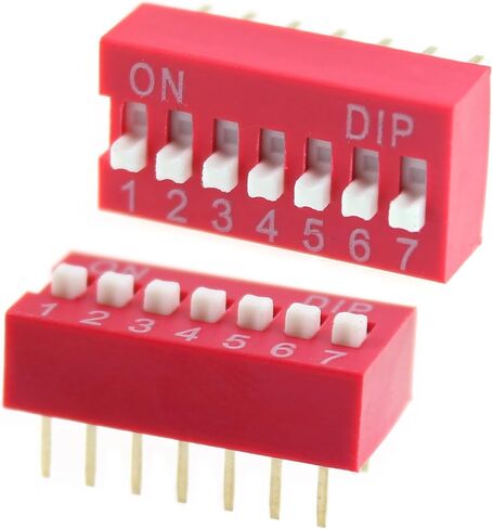 10PCS DIP Switch DIP Switch Pitch 2.54MM Red Inline 7 Position Dip Switch for Circuit Board and Breadboard and All PCB Project in Saudi Arabia