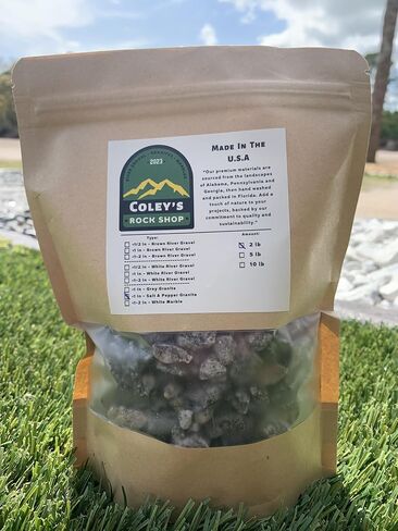 Coley's Rock Shop Natural Decorative Stones - Made in The USA, 2lb Bag. Grey/White Granite Rock, Great for Landscaping, Aquariums, Terrariums in Saudi Arabia