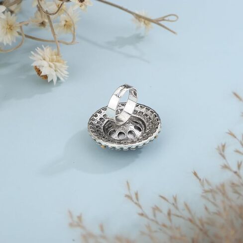 Xerling Vintage Silver Womens Ring Big Cubic Crystal Statement Finger Ring Bling Rhinestone Cocktail Ring for Party Prom Teens Ring Aesthetic in Kuwait