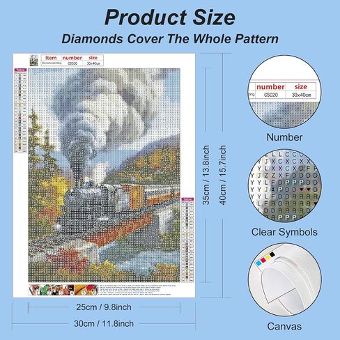 Acudotr Diamond Painting Kits for Adults, 5D DIY Diamond Art Kits for Beginners, Full Drill Diamond Painting Kits for Home Wall Decor, Train, 12x12 Inch in Saudi Arabia