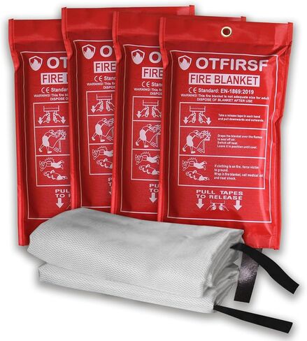 Emergency Fire Blanket for Home and Kitchen-Orange-A 2 Pack 39.3"x39.3" Silicone Fiberglass Fire Blankets Emergency for House Fireplace, Grill, BBQ,Camping,Warehouse Emergency Survival Safety in Saudi Arabia